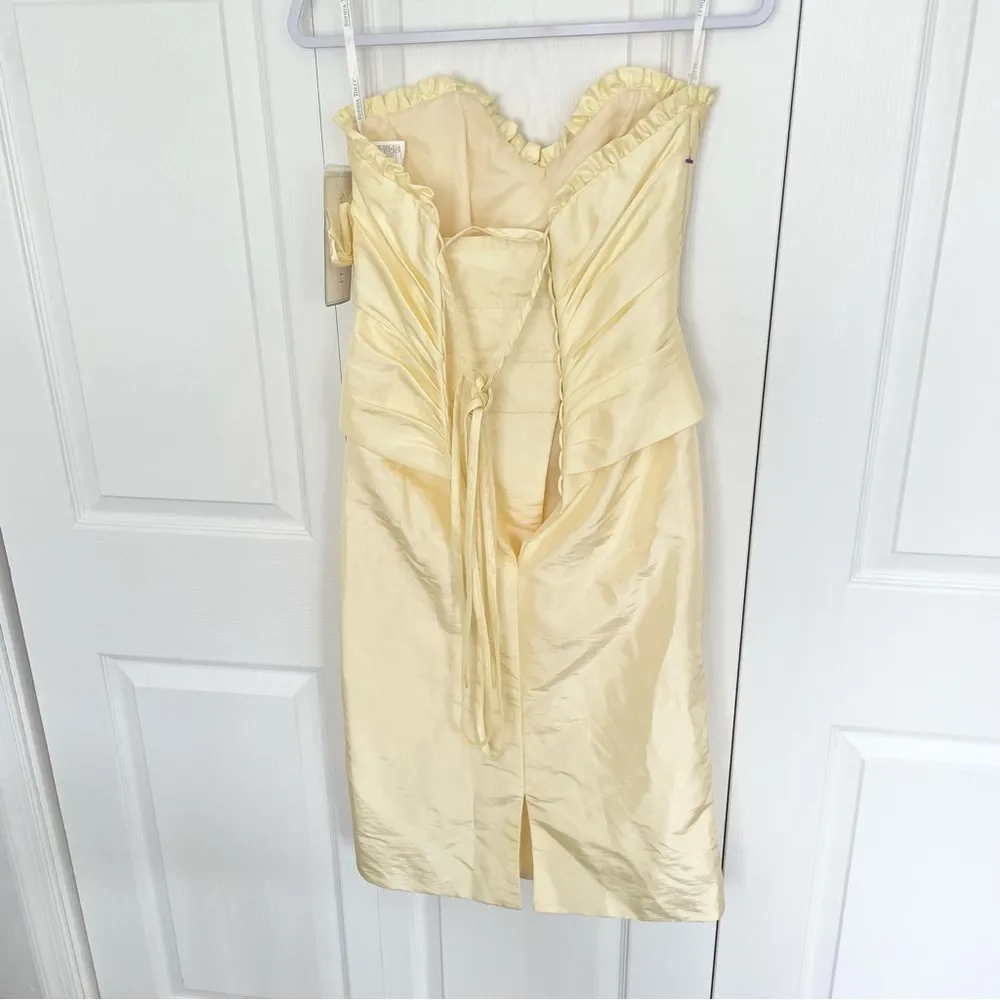 NWT Sophia Tolli Lemon yellow strapless dress Sz 4 - Image 4