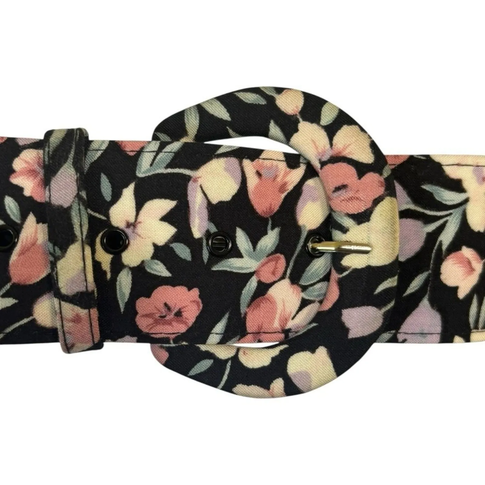 Vintage Karin Stevens Dark Petite Floral Midi Dress sz  M Belted Modest Cottage - Image 5