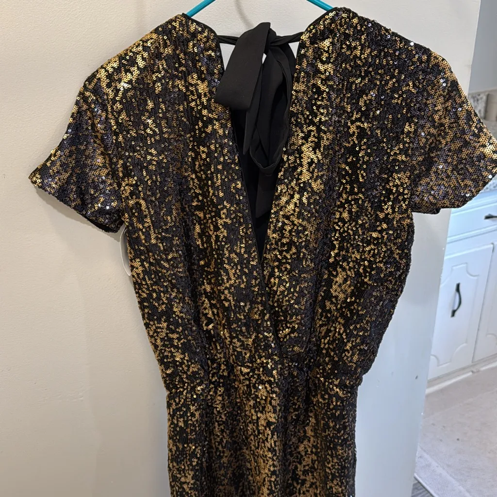 NWT Shoshanna Zena Black and Gold Sequin Romper - Image 6