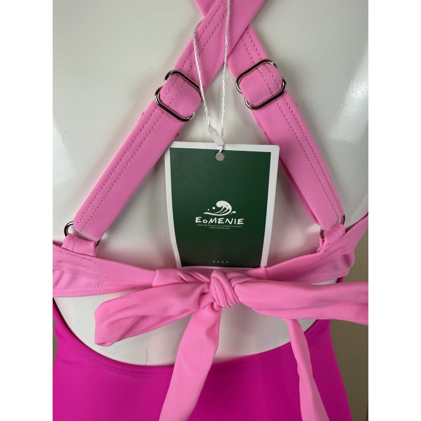 Eomenie Women's One Piece Swimsuits Tummy Control Cutout High Waisted Bathing S Pink - Image 7