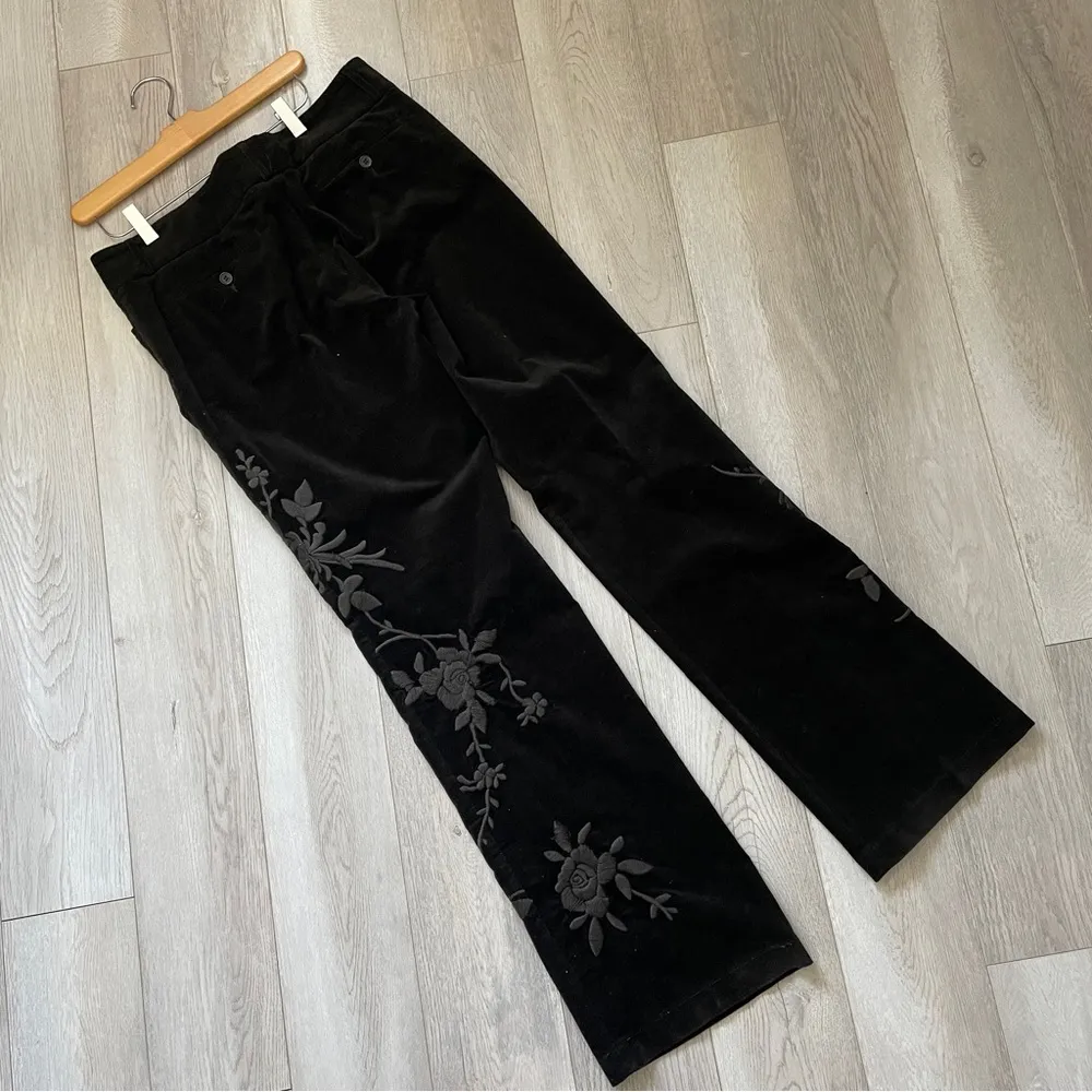 Cambio Corduroy pants floral embroidered womens Brown (size 12) riding boho folk - Image 2