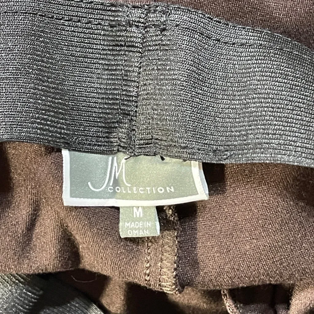 JM Collection Chocolate Brown Legging Pants Size M Medium Pull-On - Image 3