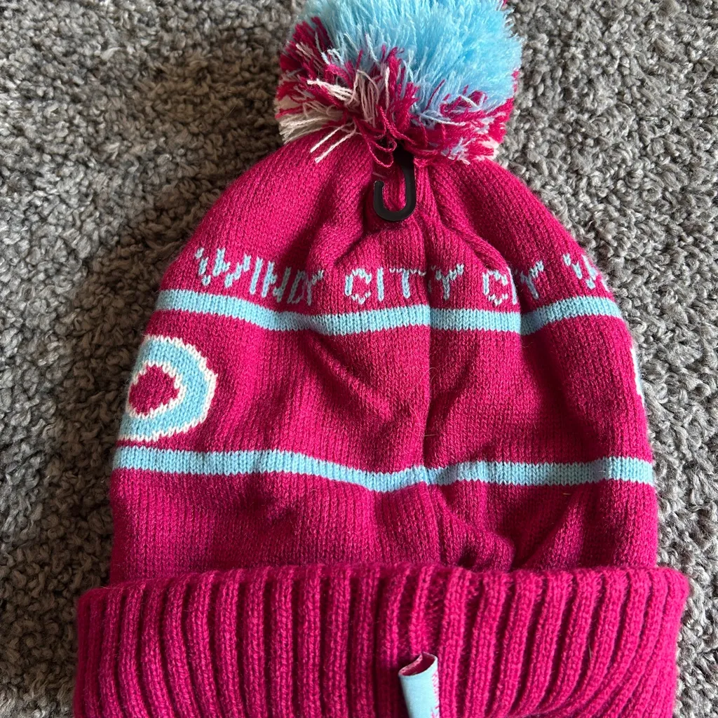 Robin Ruth Chicago Beanie - Magenta and Light Blue - Image 4
