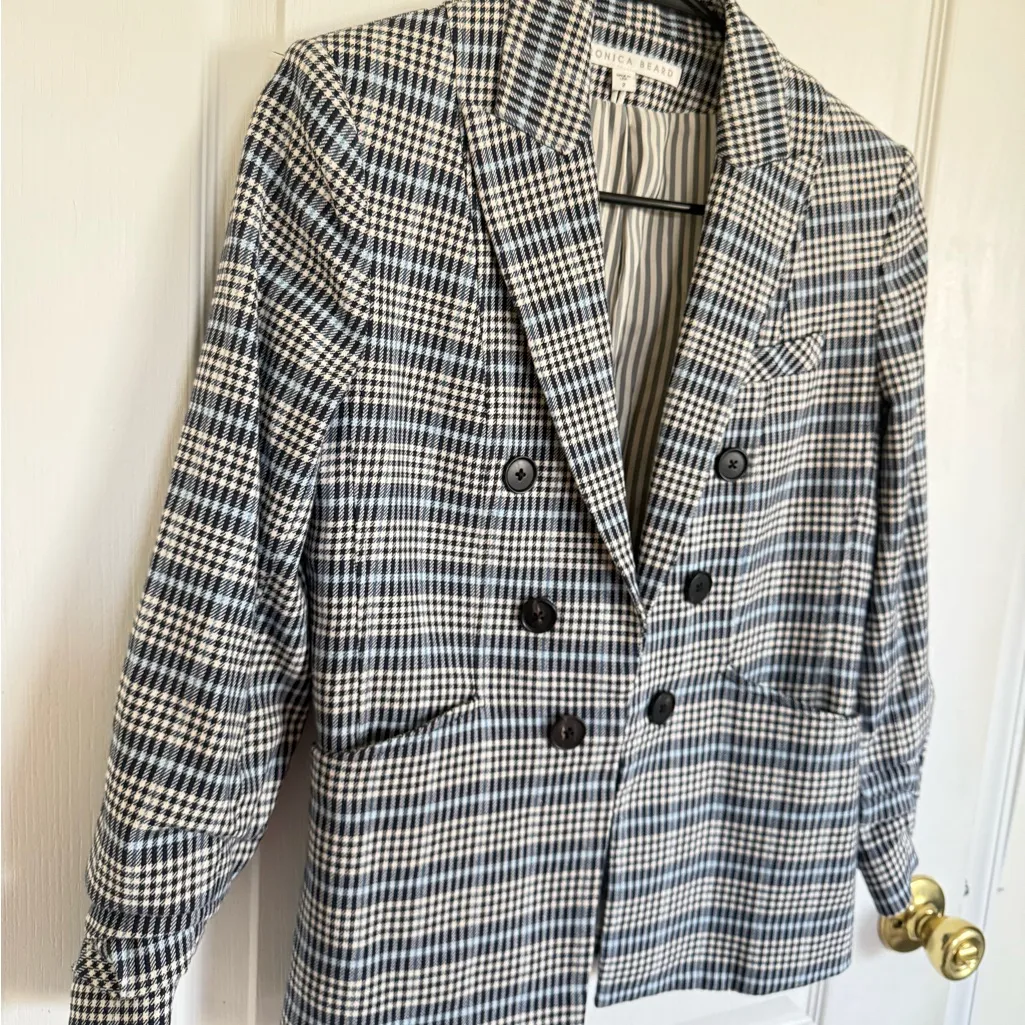 Veronica Beard Caldwell Plaid Dickey Blazer - Image 4