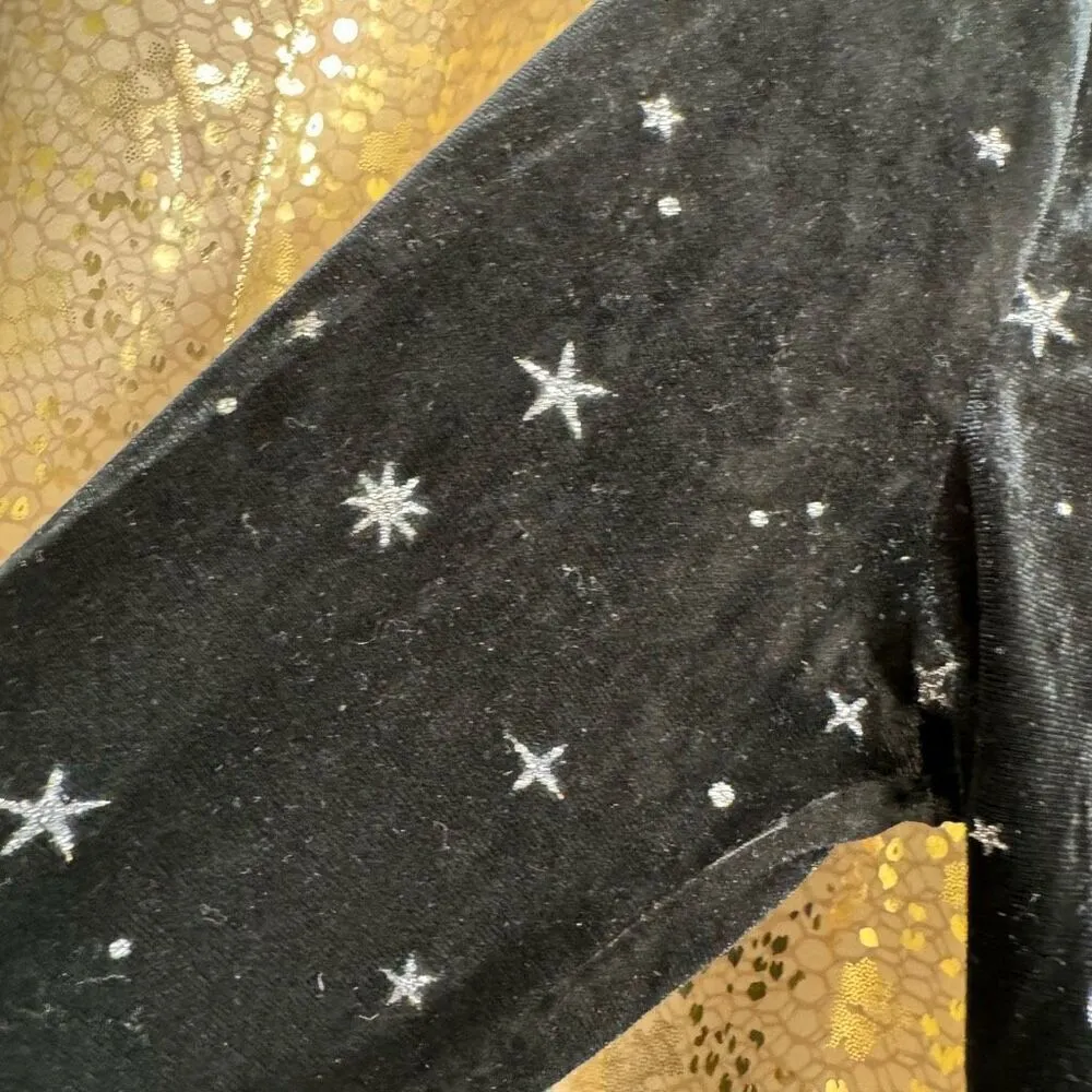 Wild Fable Black Velvet Whimsygoth Stars Moons Backless Bodysuit Small - Image 4