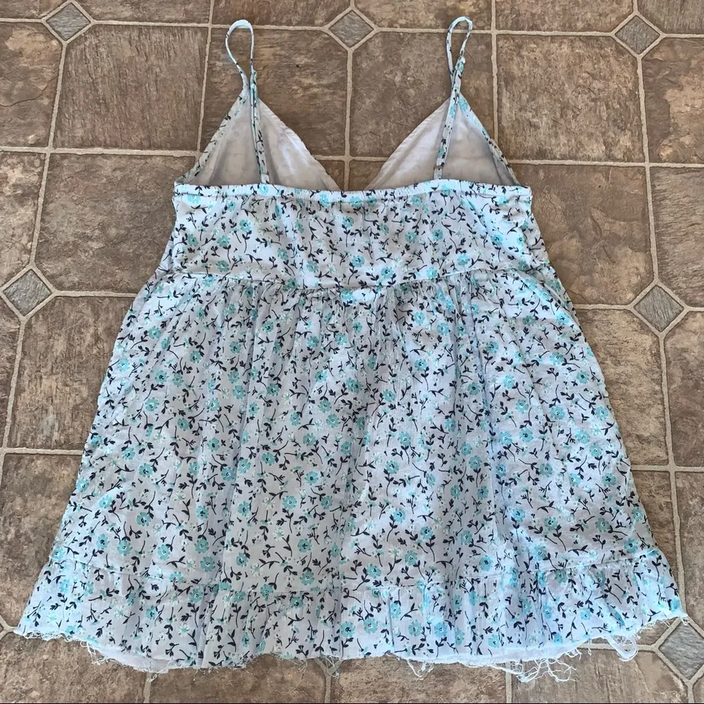 Wild Fable Flowy Blue Floral Tank Top Raw Edge Cute Spring Summer Fashion - Image 2