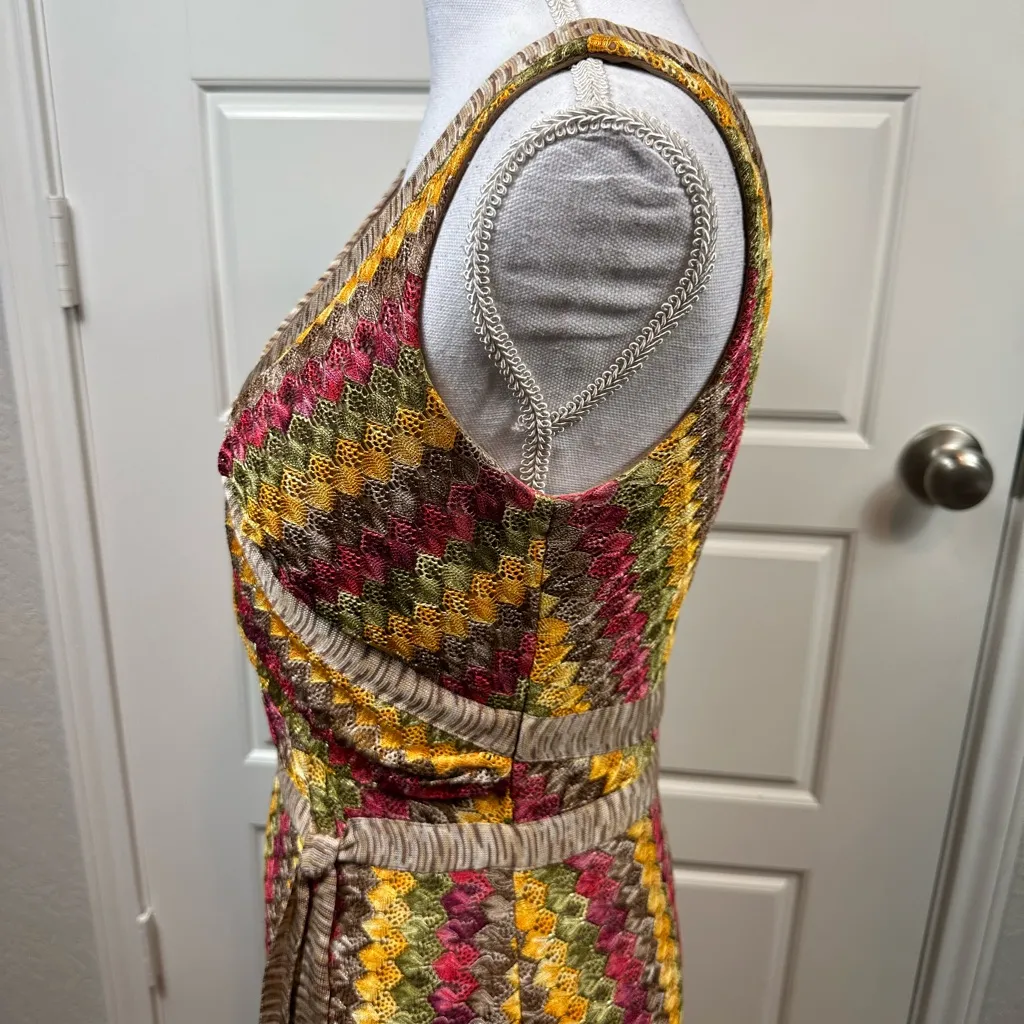 Kay Unger New York Sleeveless Lace Embroidered Sheath Dress Umbral Sunset Size 6 - Image 3