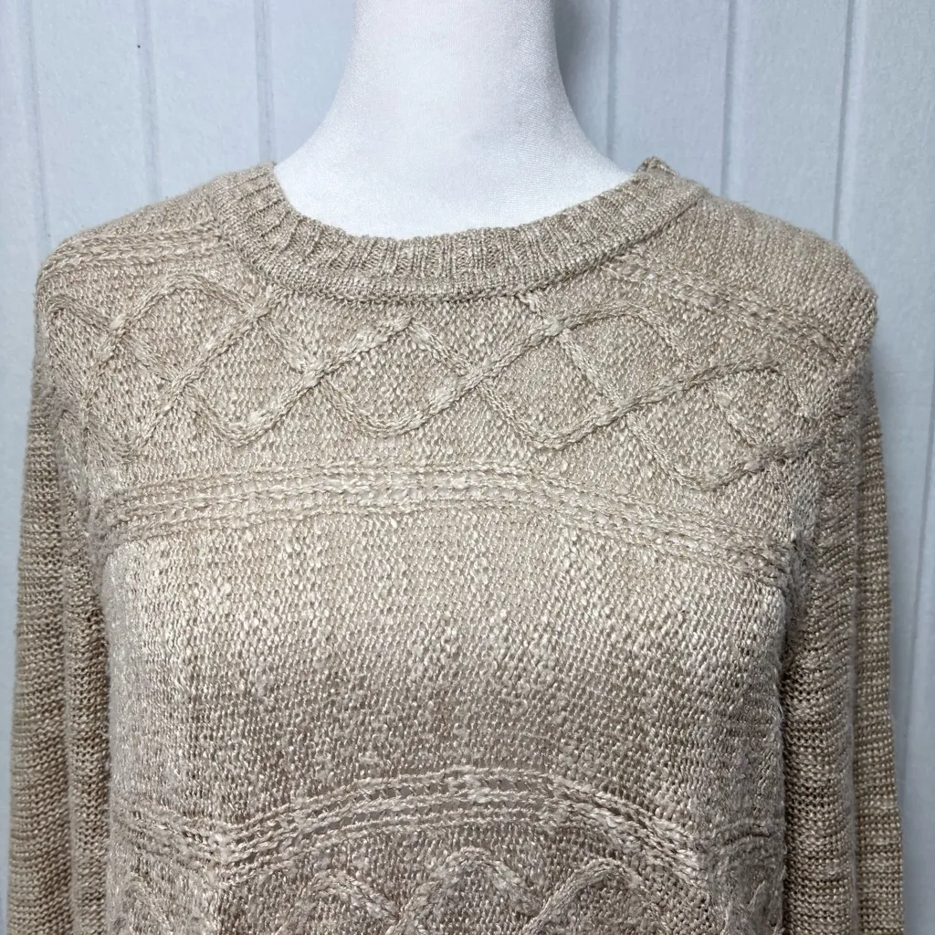 525 America Vintage Beige Long Sleeve Crew Neck Pullover Sweater Size L - Image 2