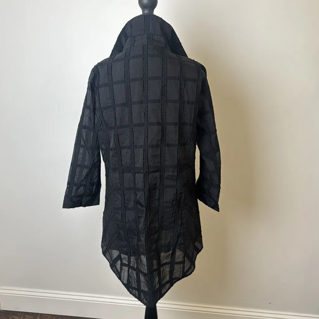 Lior Paris Victoria Casual Dress Jacket Three Quarter Sleeve High Low black Sz L Size L - Image 5