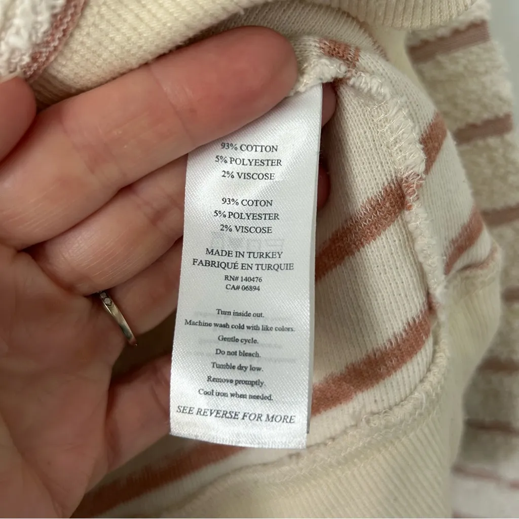 Faherty Pacifica Terry Cream Pink Striped Crewneck Sweater Sweatshirt Small - Image 6