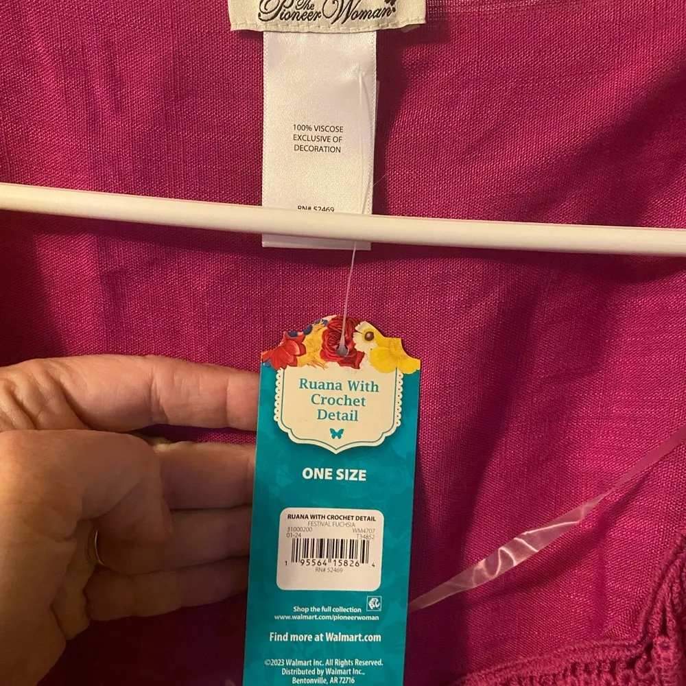 NWT The Pioneer Woman Crochet Front Detailed Ruana, Shawl, Cardigan OS Pink Size undefined - Image 8