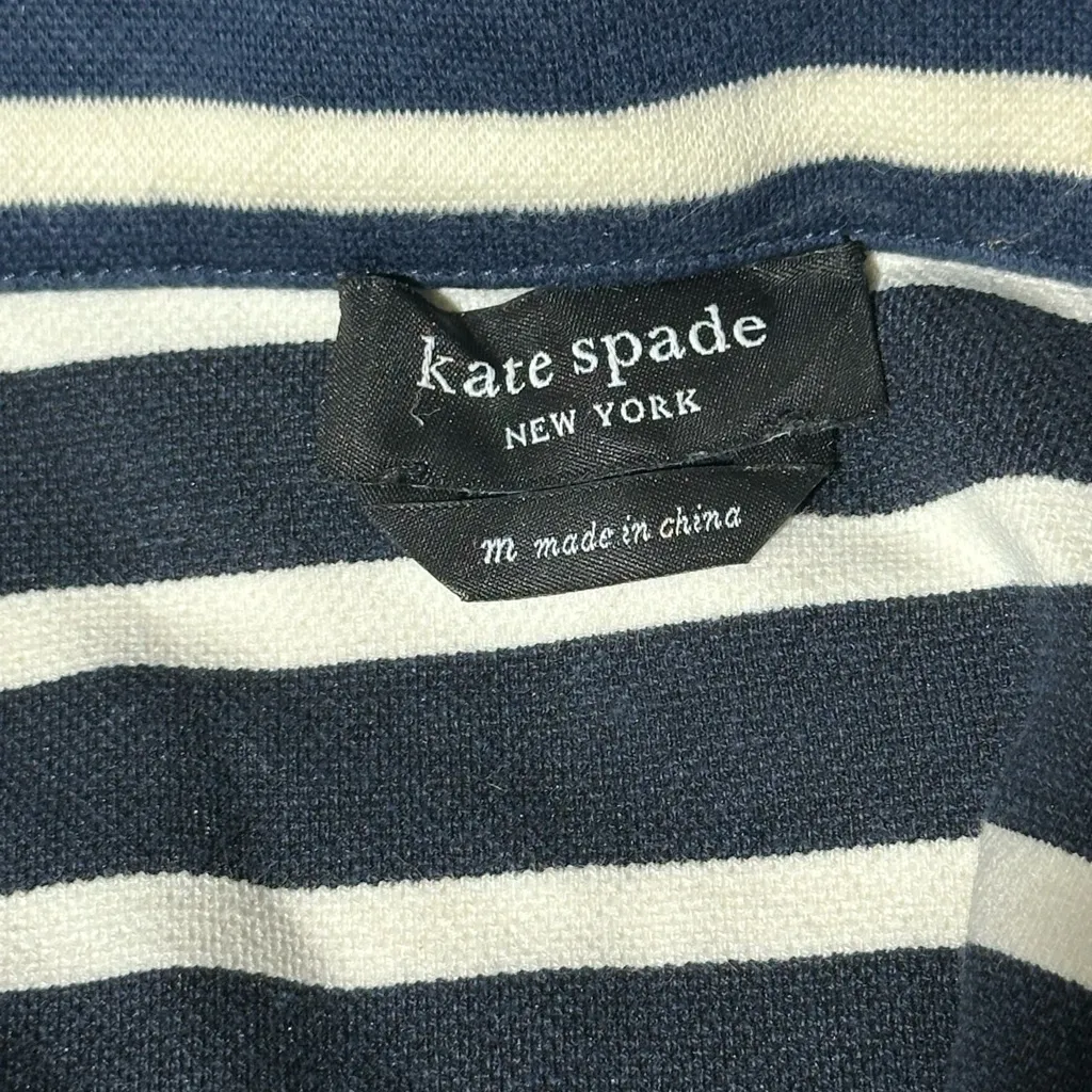 Kate Spade Stripe pointe tunic turtleneck knit top size medium Navy stripes - Image 8