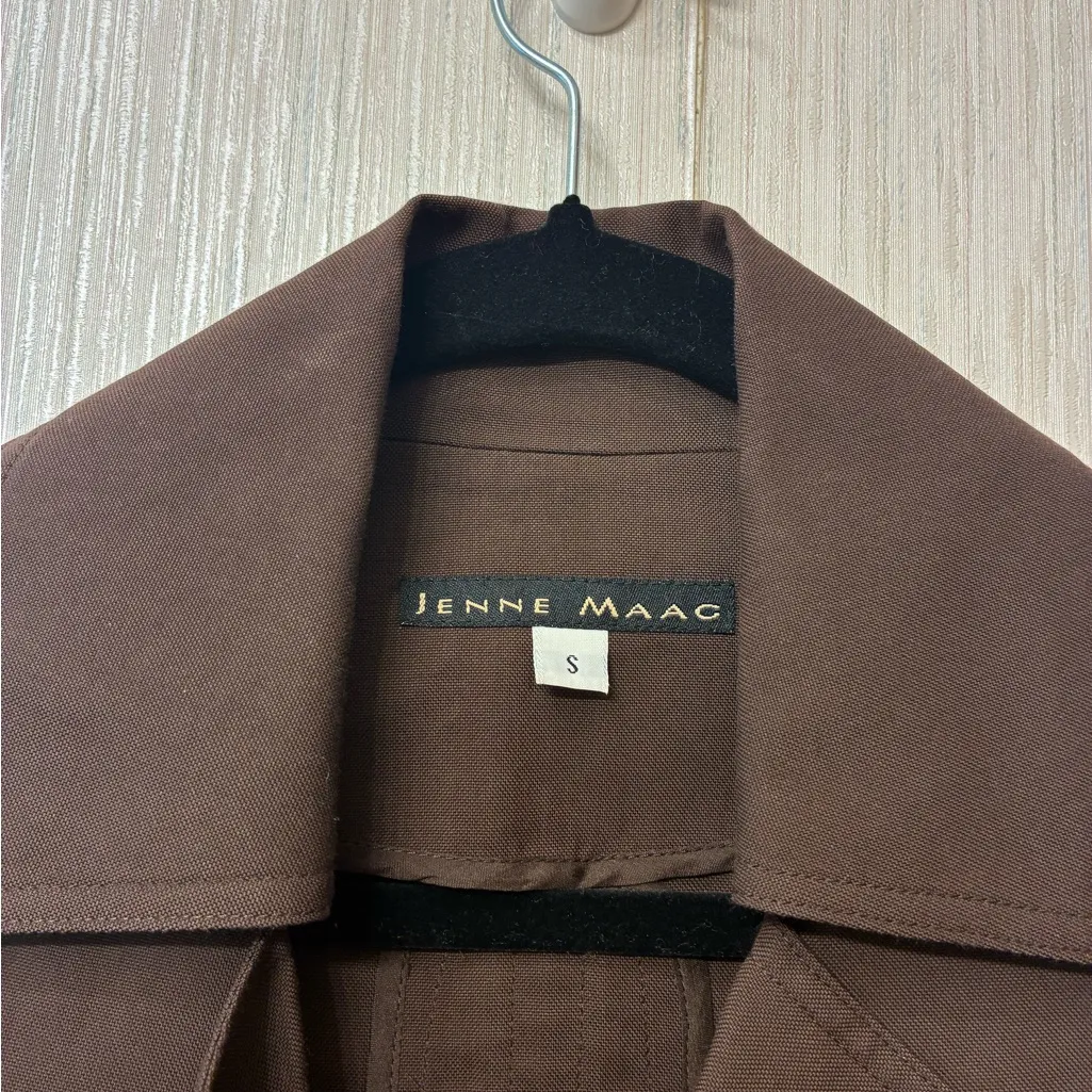 Quiet Luxury Vintage Jenne Maag Brown Trench Coat Dress S/M Minimalist 90s Style - Image 6