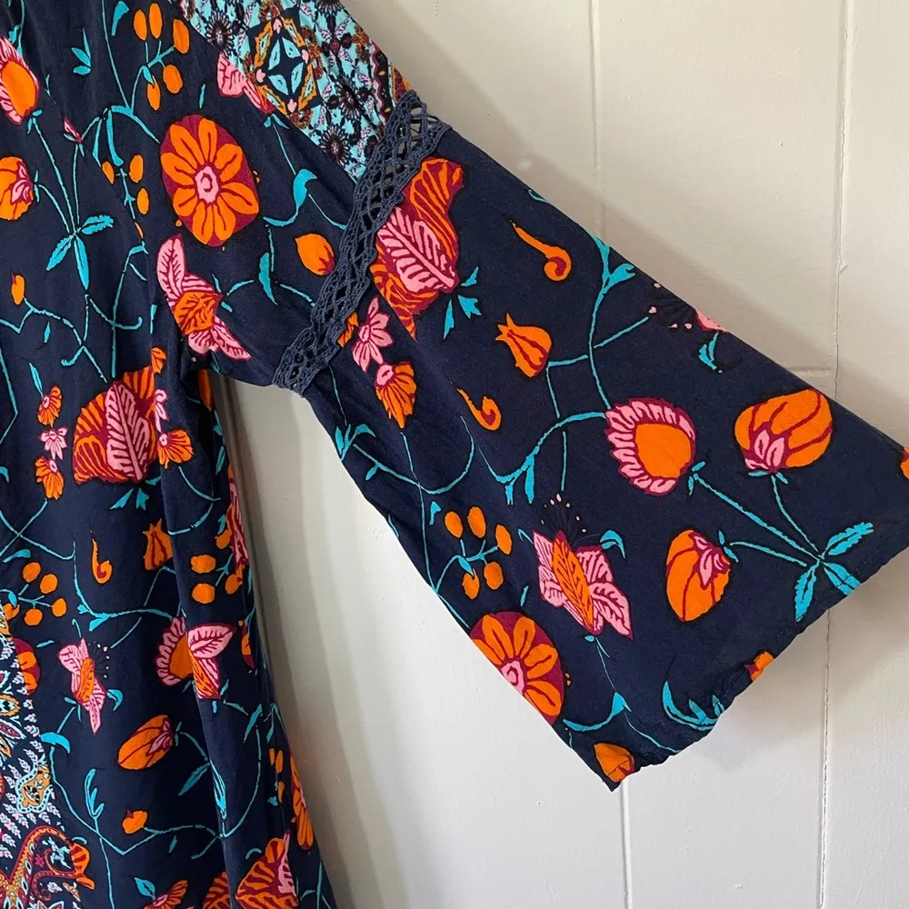 Figueroa & Flower Boho Floral Scoop Neck 3/4 Flare Sleeve Blouse Top ~ Size PXL - Image 6