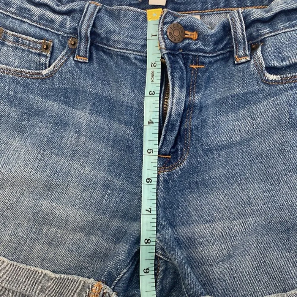 J. Crew Factory Women’s Cuffed Hem Mid-Rise Blue Denim Jean Shorts EUC Sz 25 - Image 7