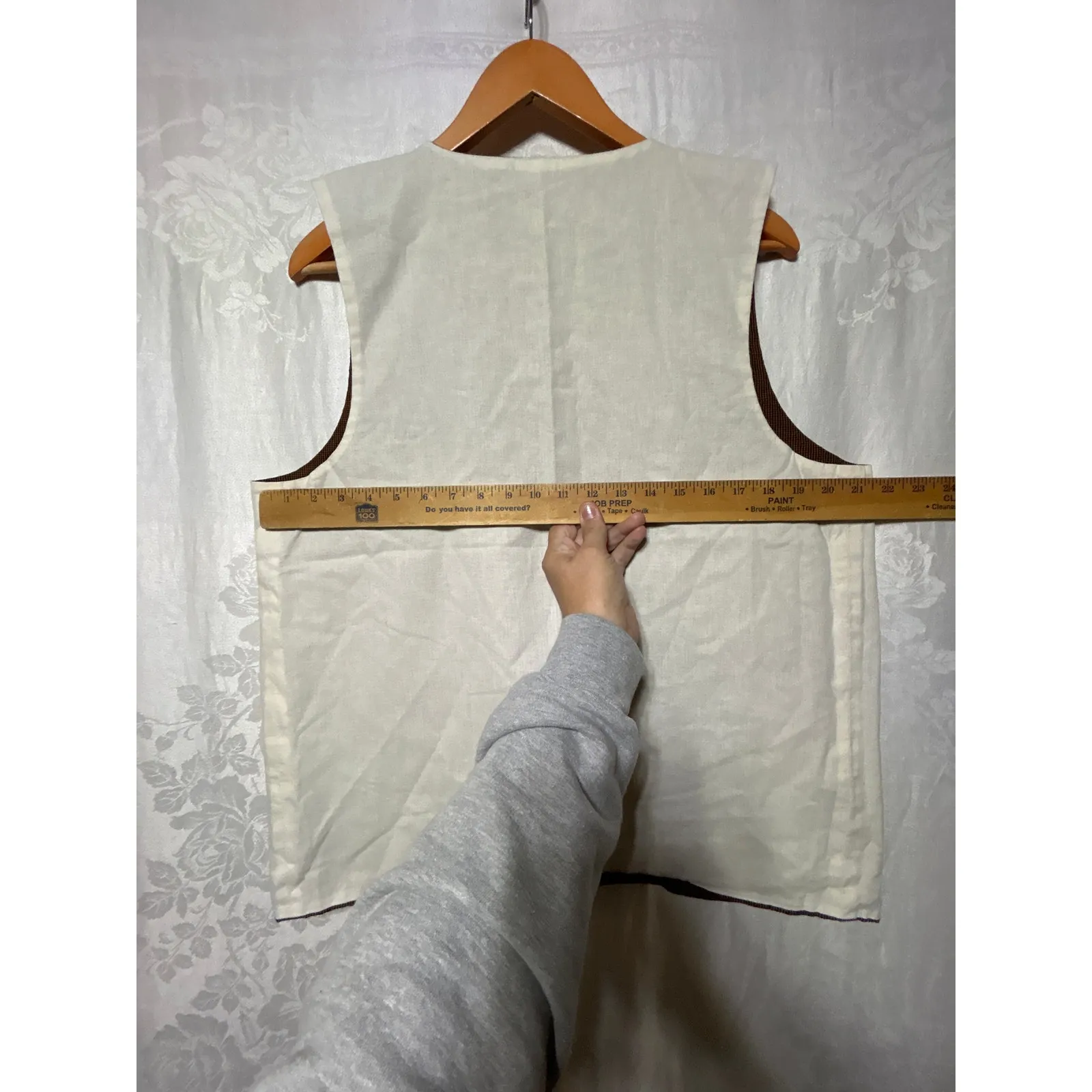 Handmade Vintage  Vest Reversible Brown Gingham Gingerbread Applique - Image 7