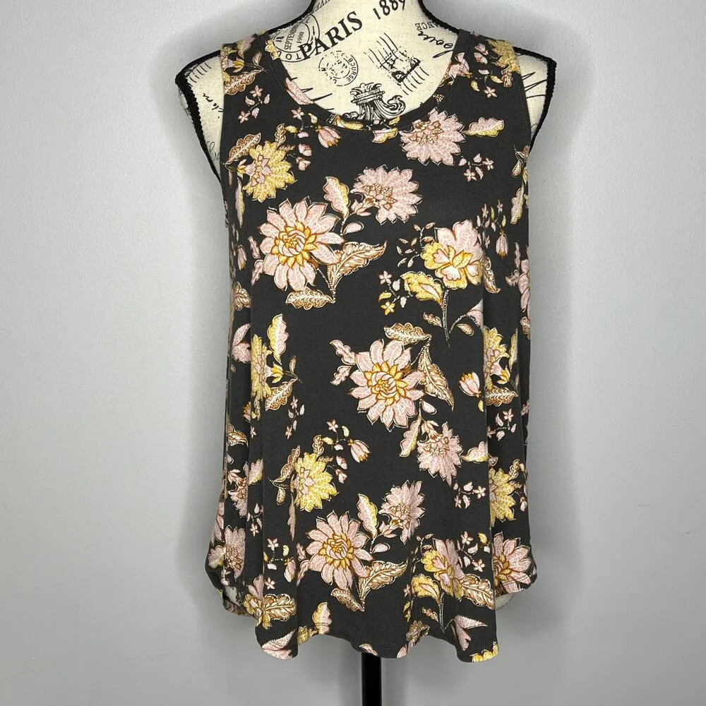Old Navy Luxe SMALL Floral Round Neck Super Soft Tank Top - Image 10