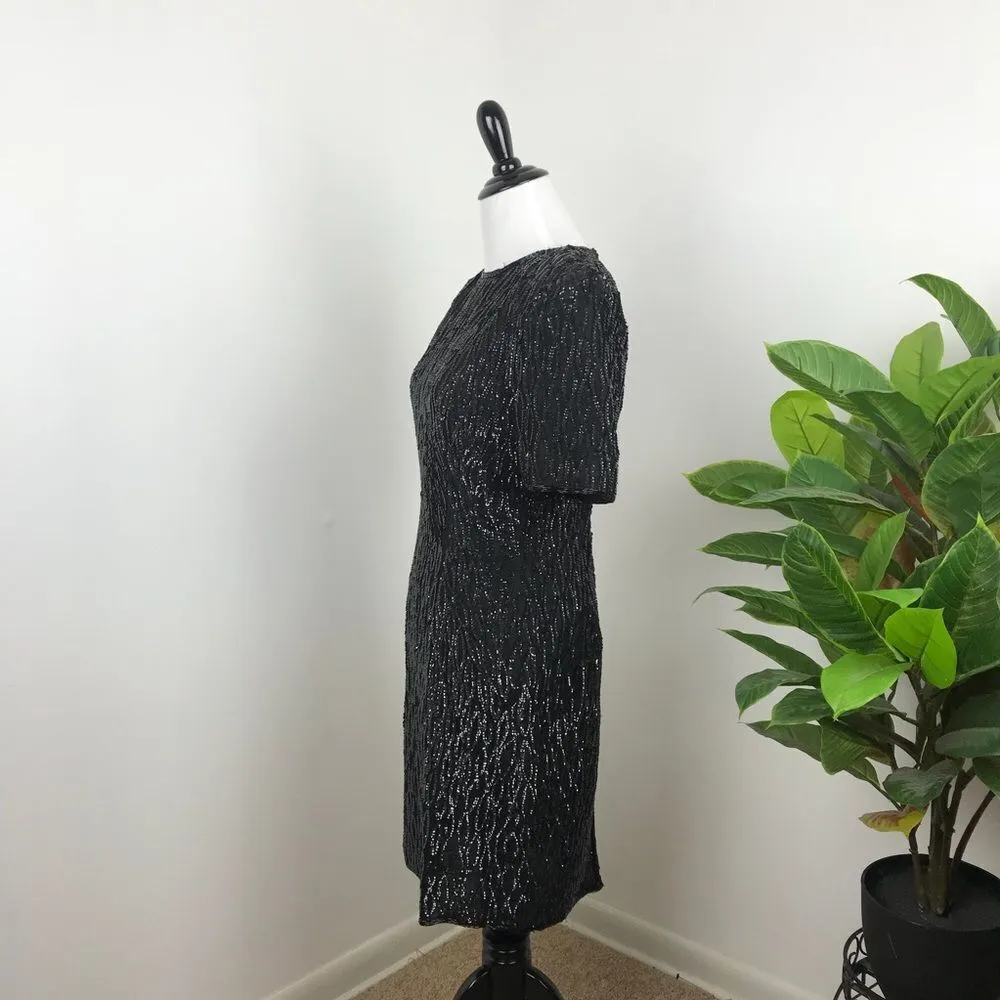 Vintage ste’nay‎ 80’s black sequin cocktail dress Size 6 - Image 3