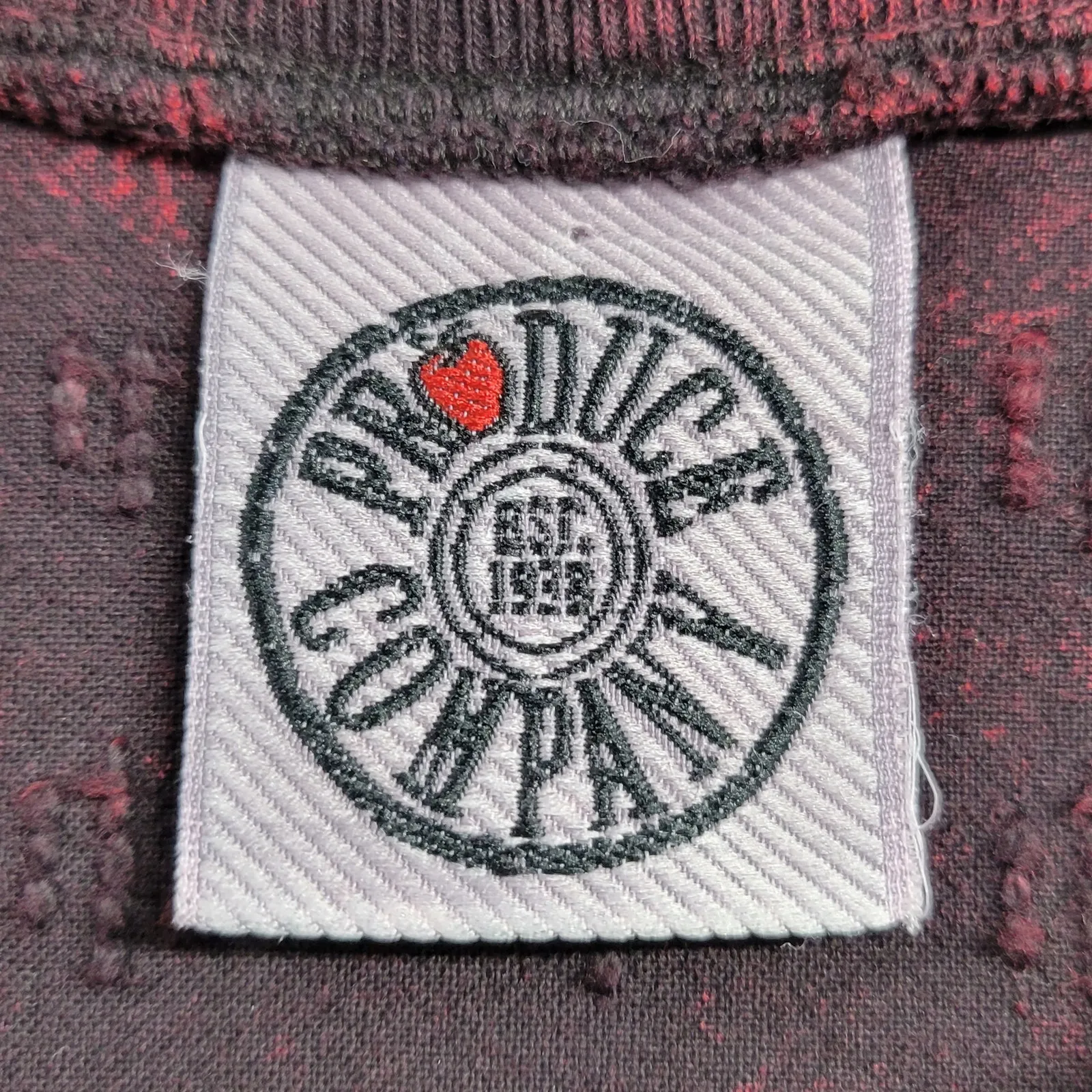 Produce Company Womens Sweater Size M Wine Swiss Dots Crewneck Fringe Pullover Red - Image 6