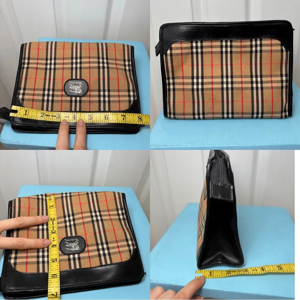 Vintage Burberrys Nova Check Clutch Canvas Bag - Image 3