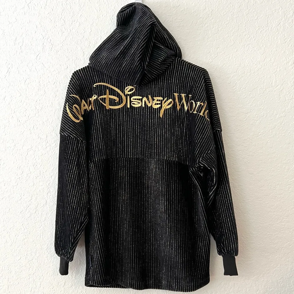 RARE Disney World 50th Anniversary Black Gold Corduroy Luxe Hooded Spirit Jersey - Image 8