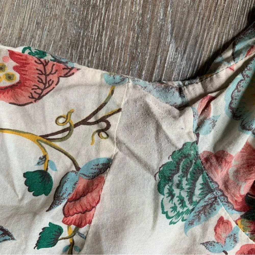 Zara Woman Off White Floral Button Up Blouse S - Image 4