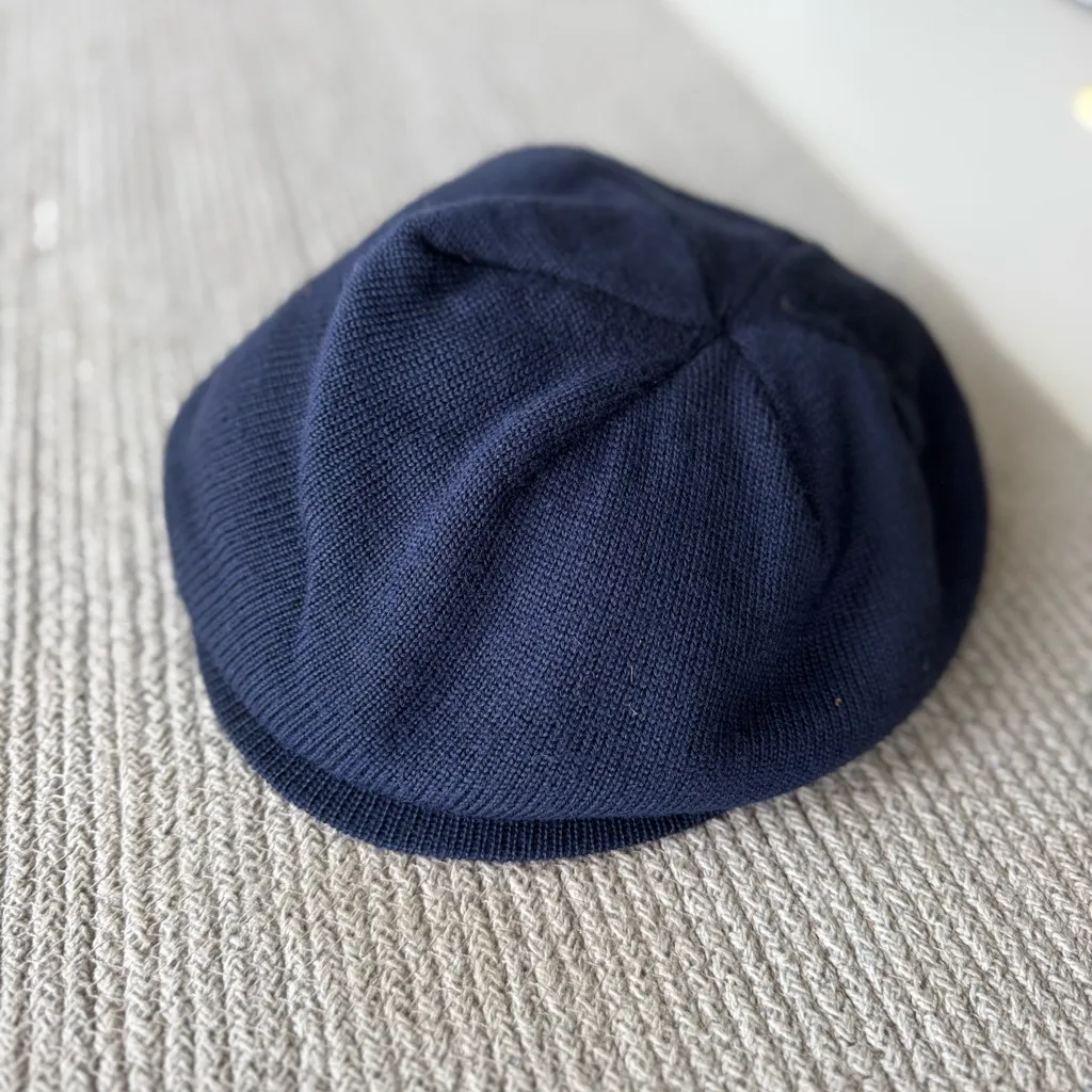 Vintage 70s Navy Blue Knit Beret Newsboy Cap Hat Wool - Image 5