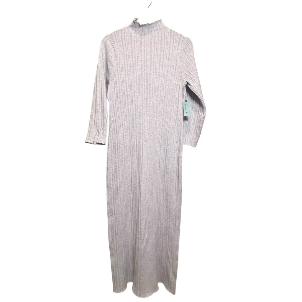 NWT Anthropologie Gray Knit Mock Neck Long Sleeve Ribbed Maxi Dress Size 1X Tan - Image 2