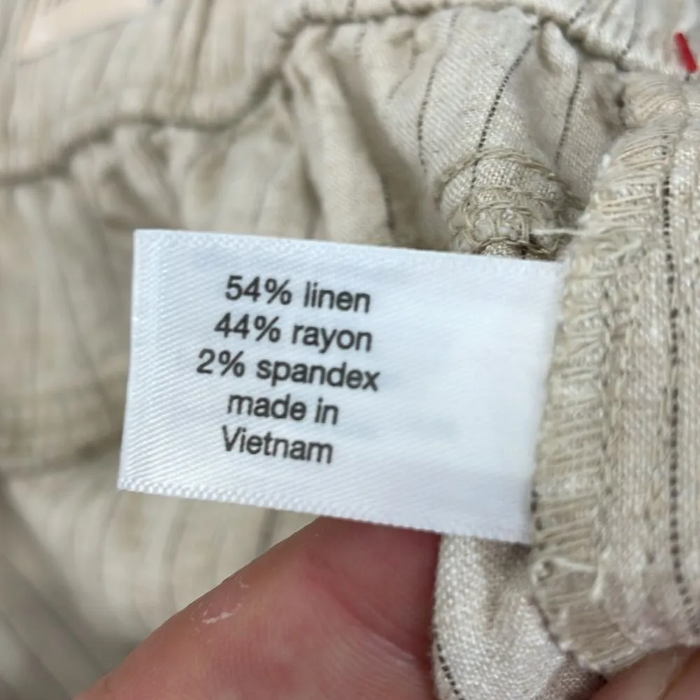 Lane Bryant Soft Slub Short Mid Rise Shorts Linen Blend Tan Black Stripes  22/24 - Image 9