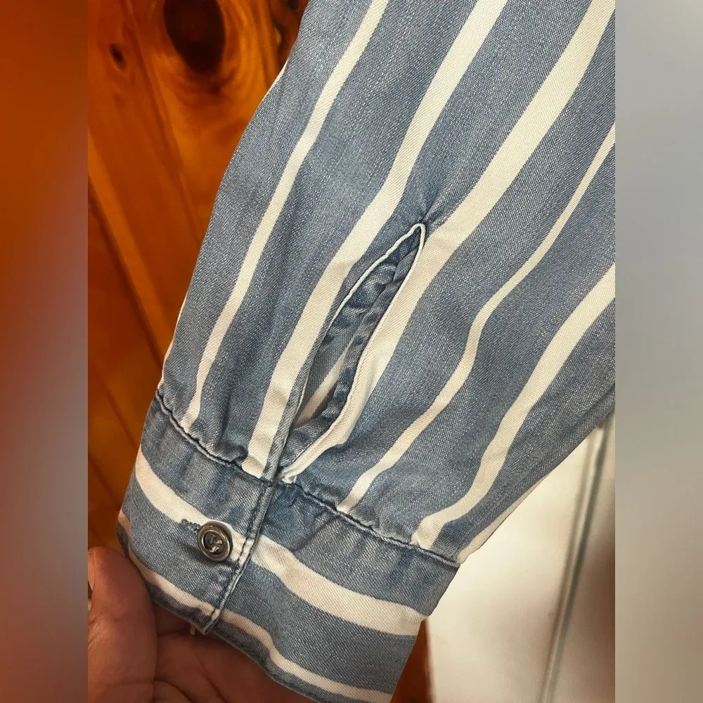 Velvet Heart Shirt Dress Blue Striped With Pockets Size Small - Image 9