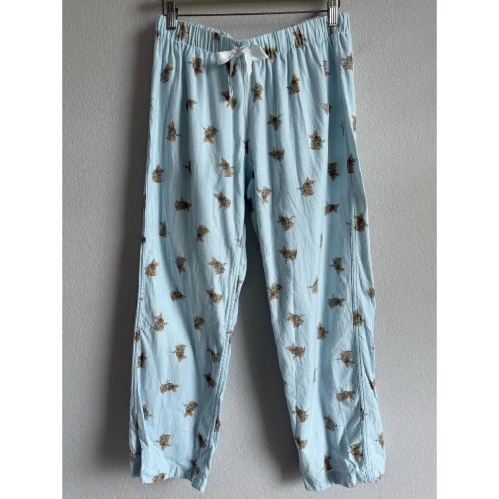 J.Crew Women’s Christmas Holiday Dog Print Waist Tie‎ Pajamas Pants Size Small Blue - Image 7