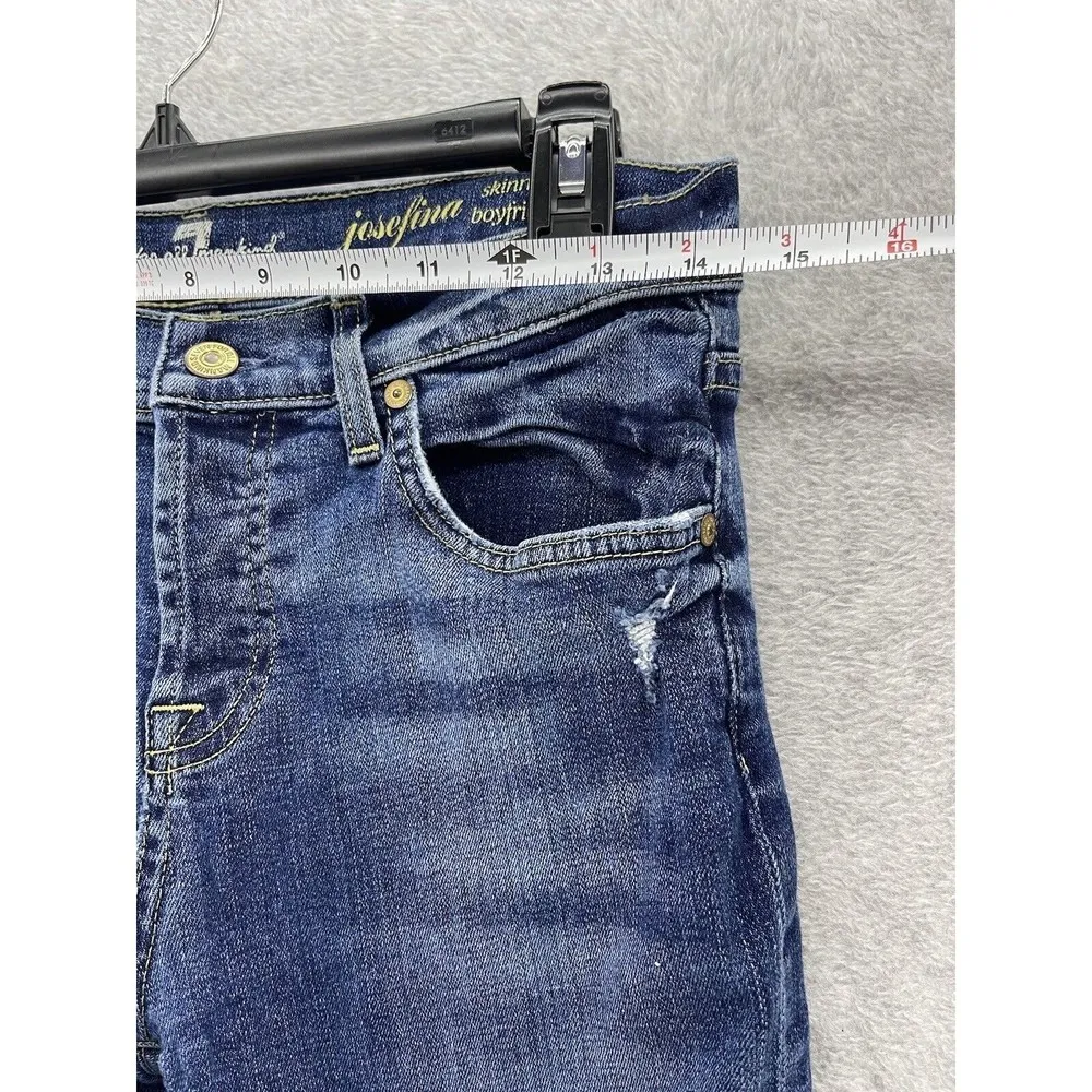 7 For all mankind Women's Blue Denim Jeans Distressed Size 25 Josefina Skinny - Image 9