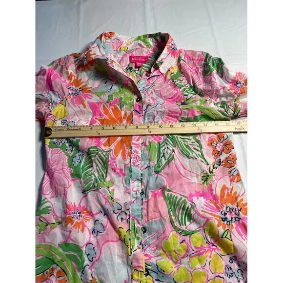 Lilly Pulitzer Vibrant Floral Button-Down‎ Shirt Tropical Summer Blouse XS - Image 3