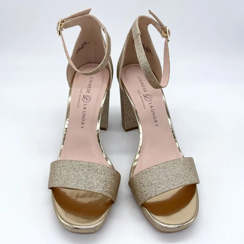 Chinese Laundry CL Gold Glitter Block Heel Sandals - Image 3