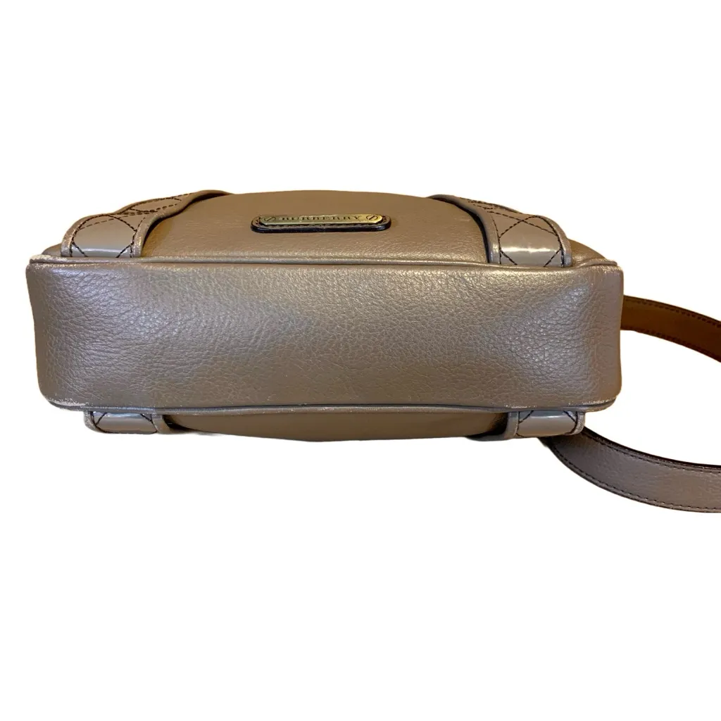 VTG BURBERRY DARK TAUPE BROWN LEATHER CROSSBODY OR SHOULDER BAG - Image 8