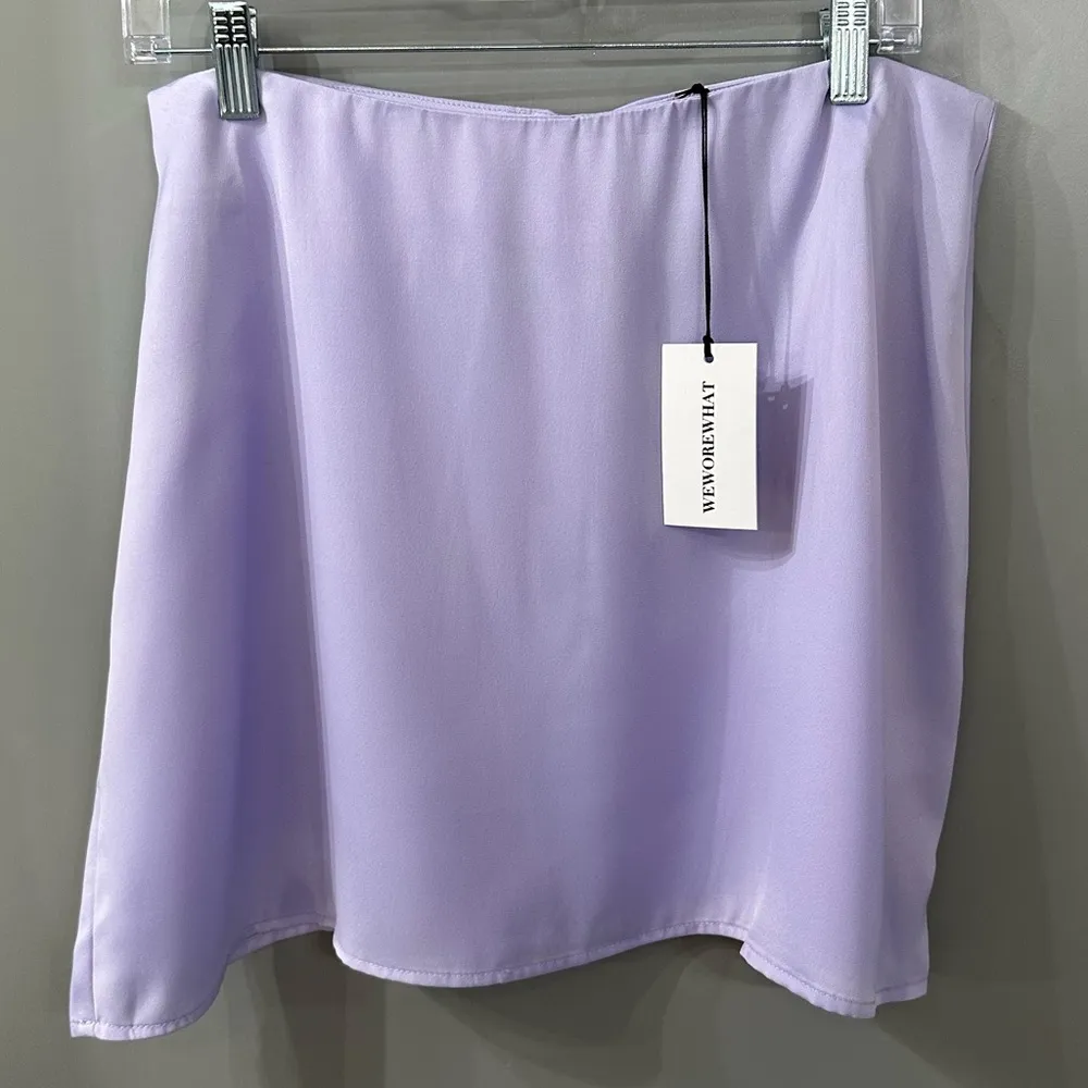 NWT WeWoreWhat REVOLVE Mini Slip Skirt Satin Charmeuse Heather Purple Size L - Image 5