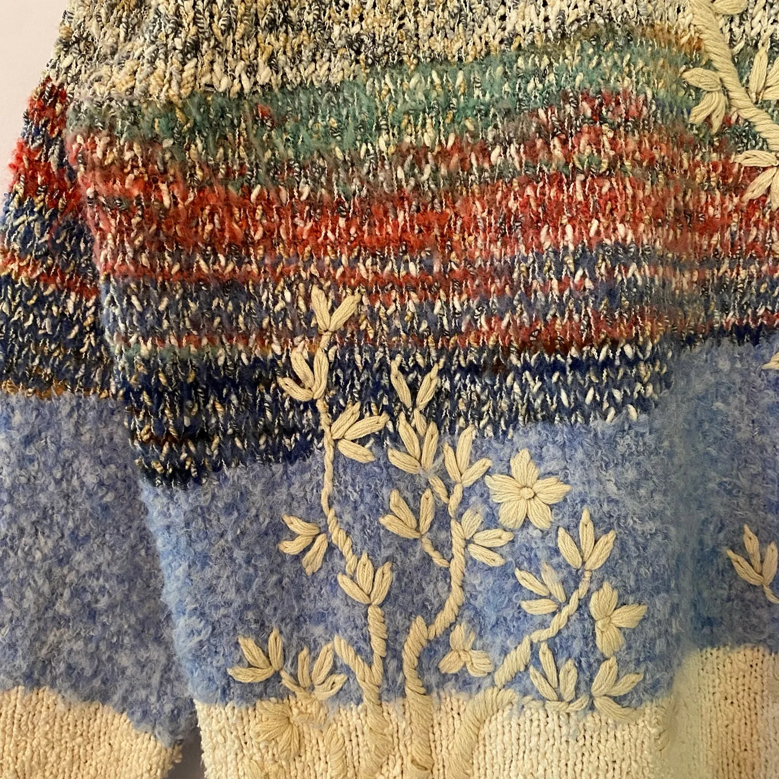 Desigual. Colorful Knit Pullover Sweater Floral Oversized Women's size Large - Image 6