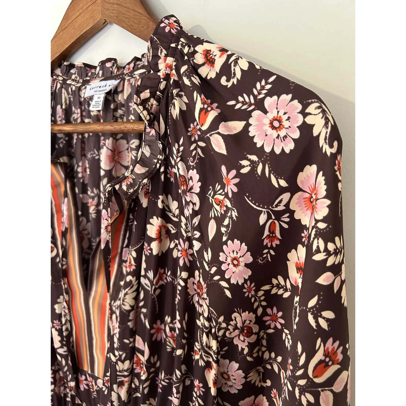 Current Air Anthropologie Alyce Mini Dress Brown Orange Fall Florals EUC XS - Image 6