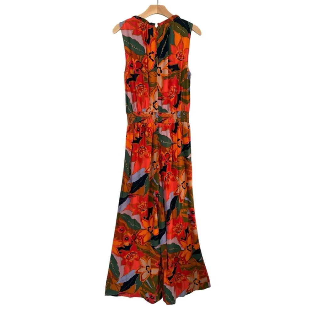 MSK Sleeveless Rayon Tropical Print Women’s Jumpsuit Romper Size M NEW Orange Size M - Image 3