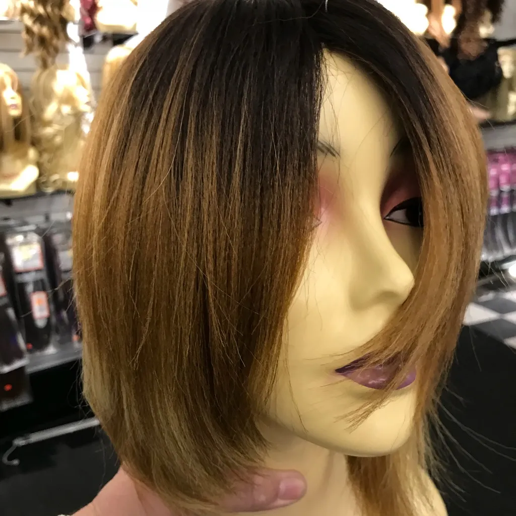 Ombré short thick wig blonde pixie bob wig - Image 2