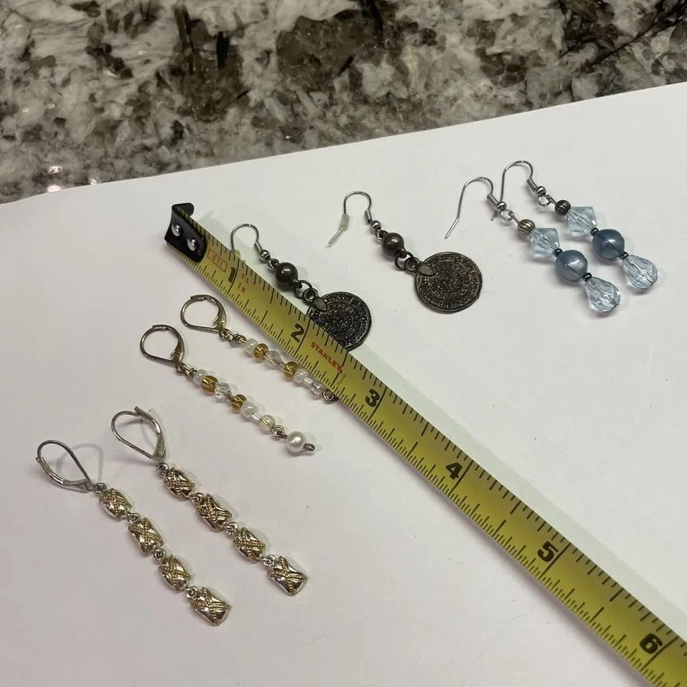 Lot Of 4 Costume Pierced Earrings Dangle Drop - Image 3