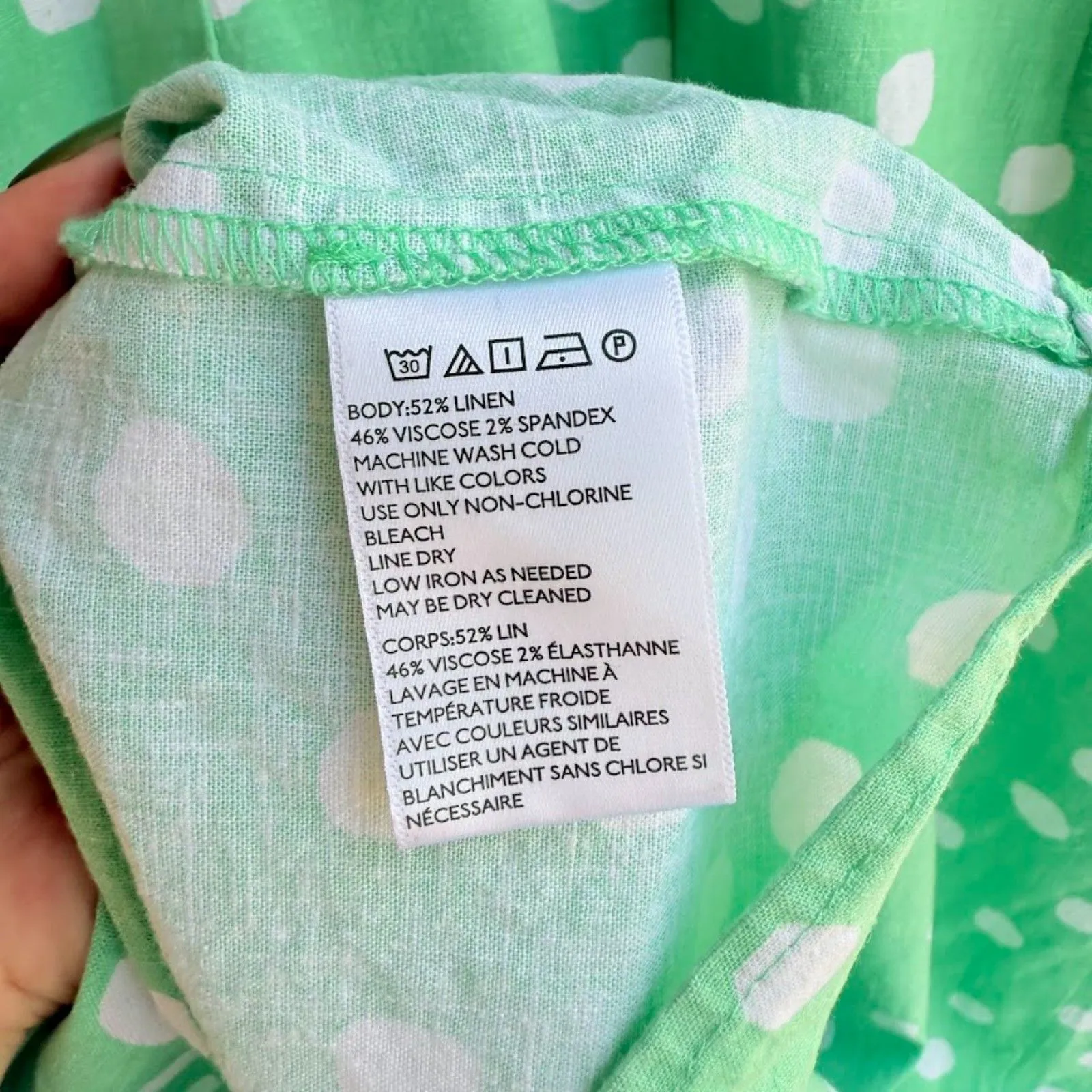 Urban Outfitters Dolce Vita Linen Blend Midi Dress in Green & White Polka Dots M - Image 11