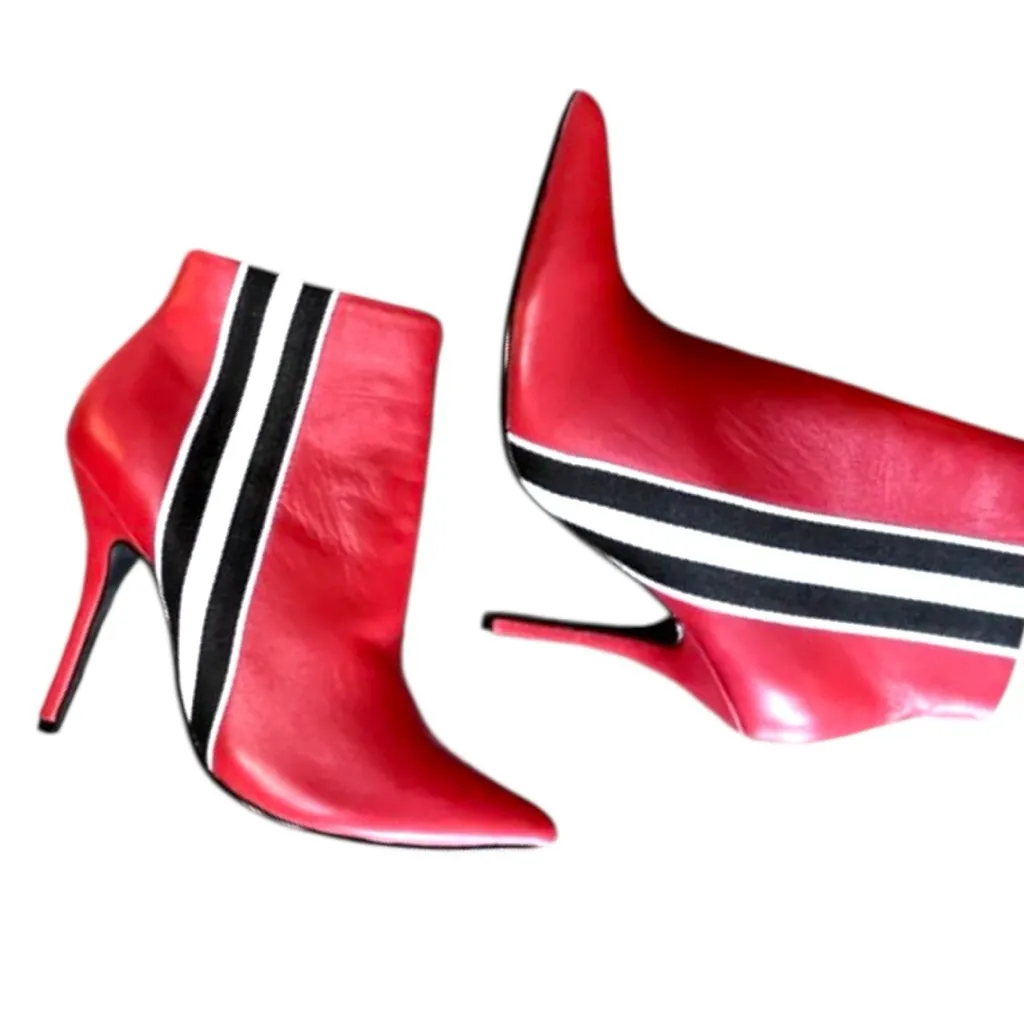 Steve Madden Red leather Stiletto Ankle Boots - Image 4