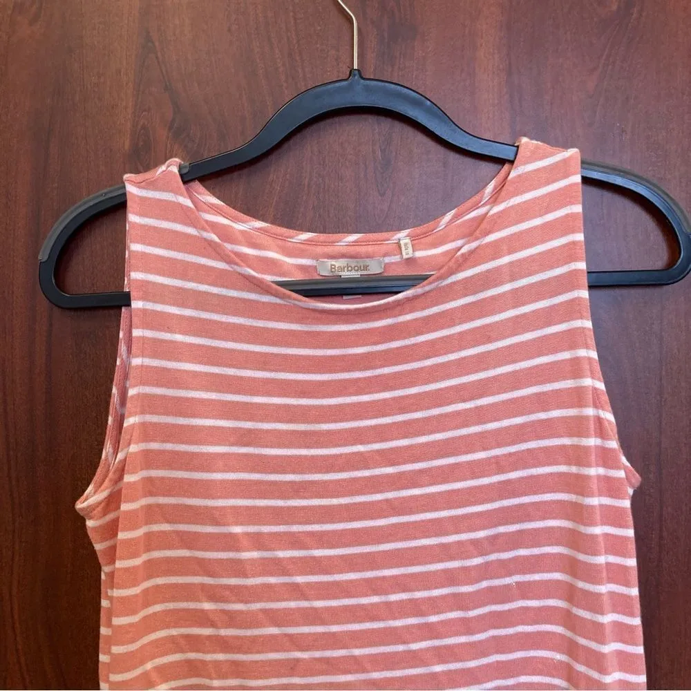 BARBOUR Nautical Summer Dress Pink and White Striped Size 8 - Image 4