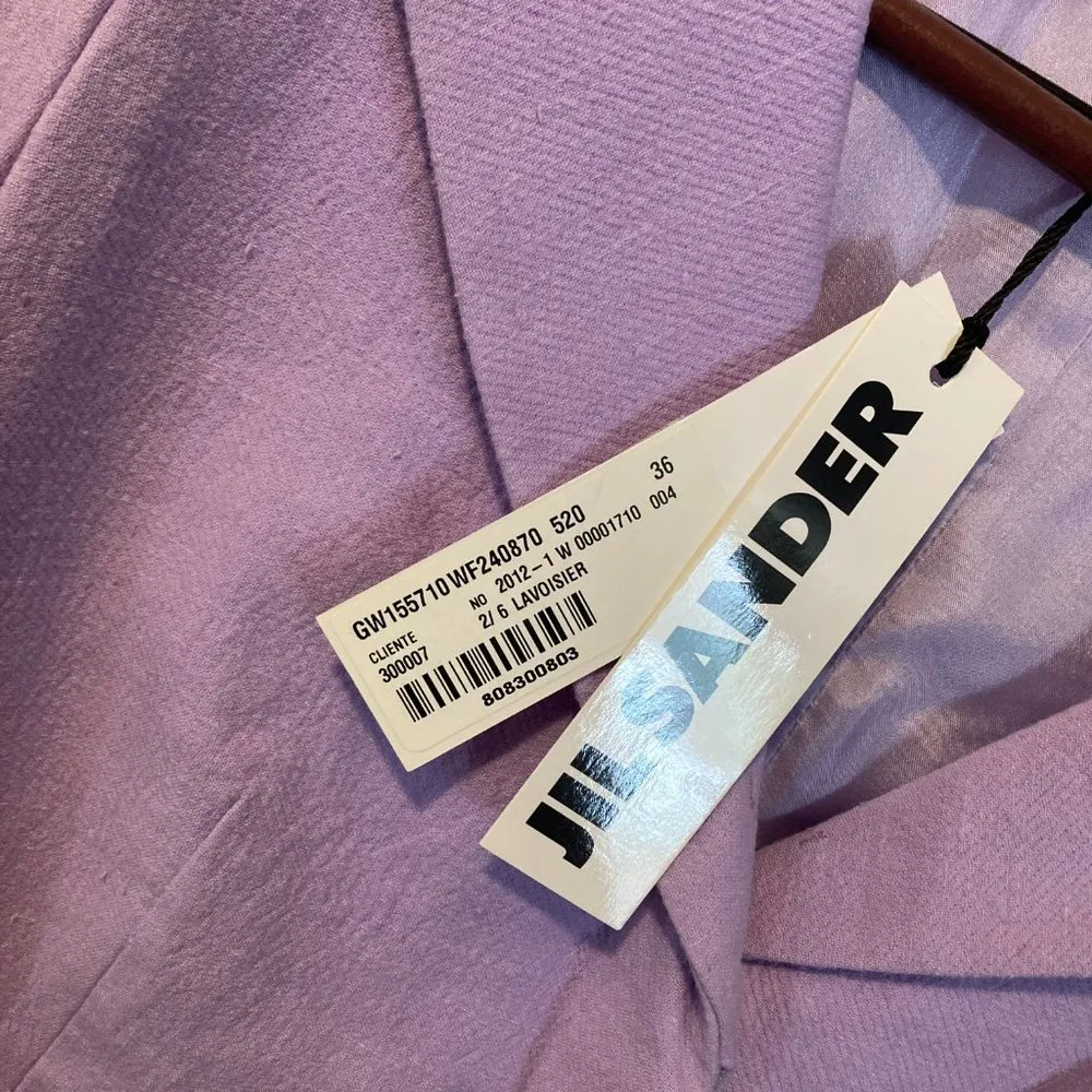 Jil Sander women's size 36 IT violet silk lined buttoned soft crop blazer jacket - Image 7