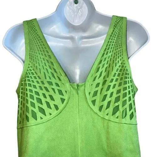 ALBERTO MAKALI Lime Soft Suede Perforated Lazar Cut Sleeveless Top NWOT Size S - Image 8