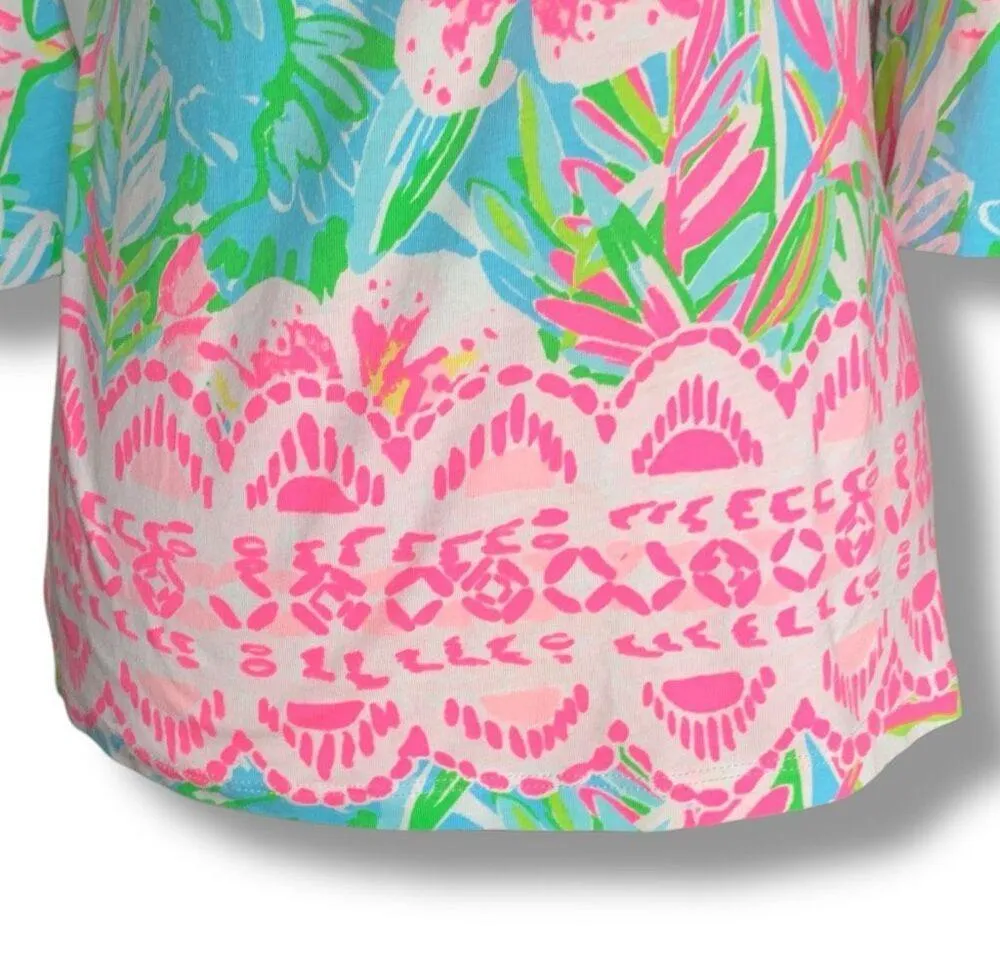 Lilly Pulitzer Waverly Top Pop Up Lilly Of The Jungle Pink Open Keyhole XXS - Image 5