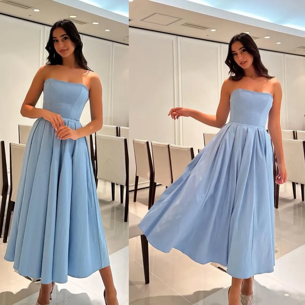 House of CB‎ Audrey Tuscan blue Strapless Midi sundress dress size M NWOT - Image 14