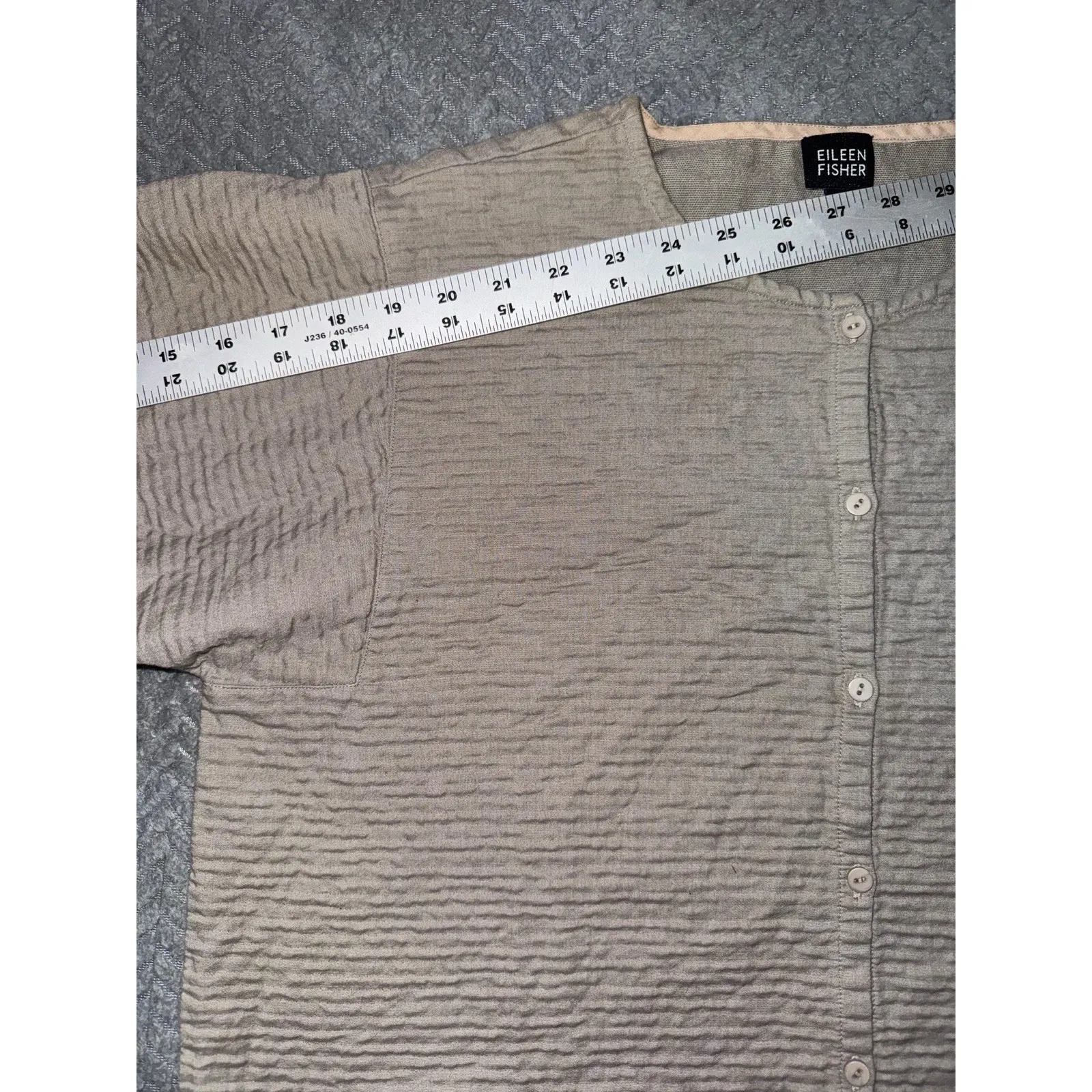 Eileen Fisher Women's Collarless Button Front Boxy Jacket Beige Size M - Image 7