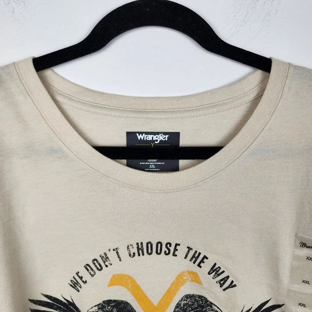 Wrangler Crop Top Long Sleeve Yellowstone Graphics Cream Tee T-shirt XXL - Image 9
